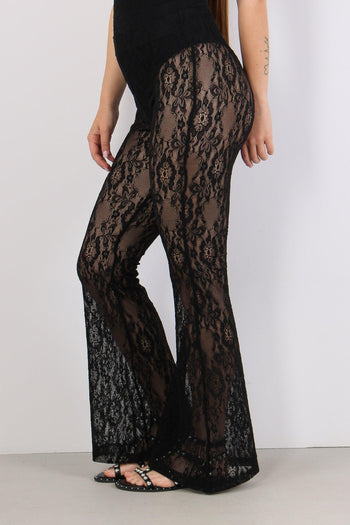 Silvia Pantalone Svasato Pizzo Nero - 3