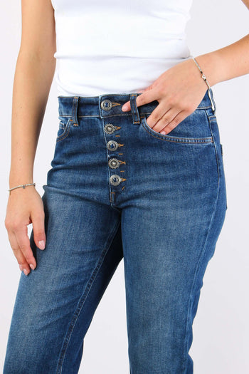 Koons Denim Micro Rotture Bottone Gioiello Denim Medio - 8
