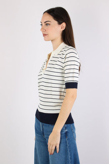 Polo Manica Corta Riga White/blue - 3