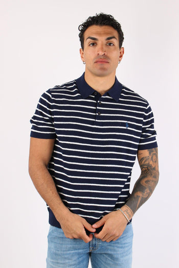 Polo Bottoni Riga In Maglia Navy/white - 2