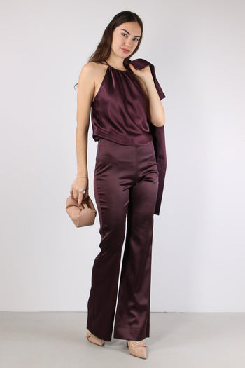 Carota Top Satin Smanicato Bordeaux - 3