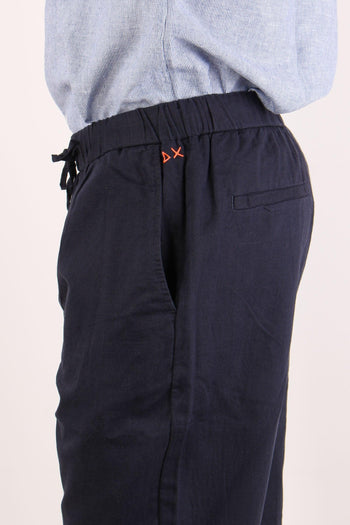 Pantalone Lino Elastico Navy Blue - 6