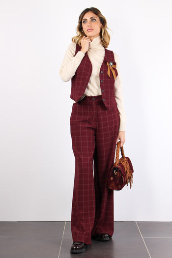 Gilet Quadro Spilla Bordeaux - 4