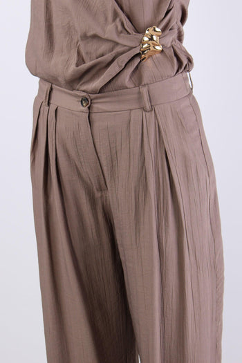 Pantalone Effetto Corteccia Tortora - 7