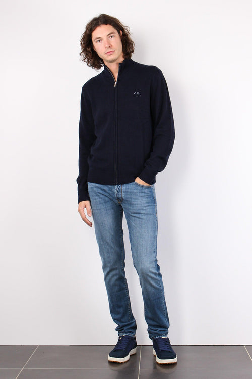 Maglia Lana Full Zip Navy Blue - 2