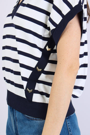 Maglia Smanicata Riga White/blue - 8