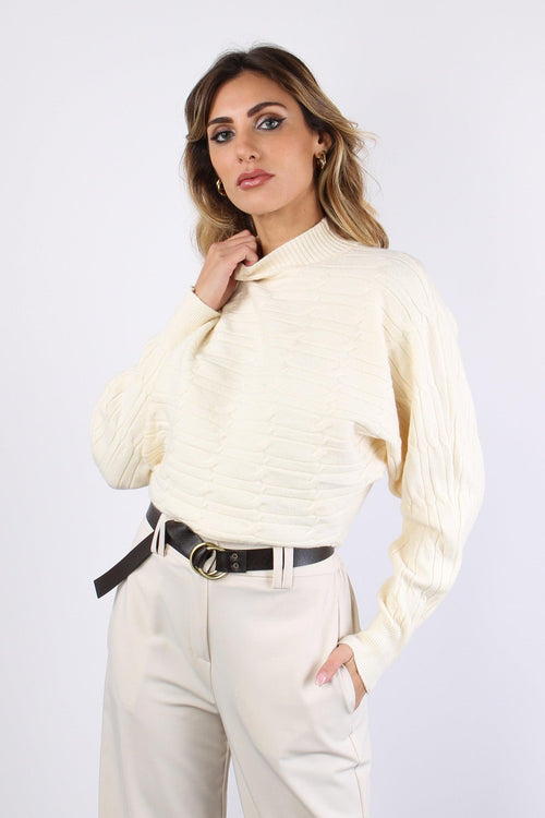 Maglia Treccia Cropped Panna - 2