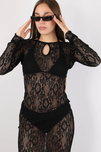 Alicia Abito Lungo Pizzo Nero - 8