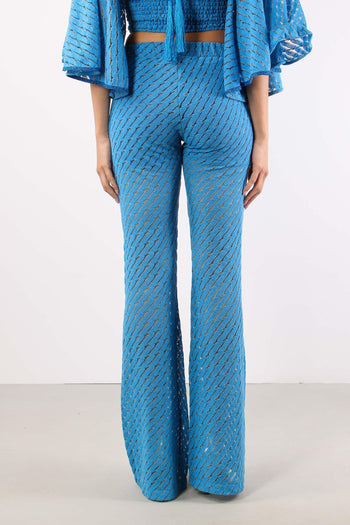 Pantalone Svasato Jacquard Bluette - 4