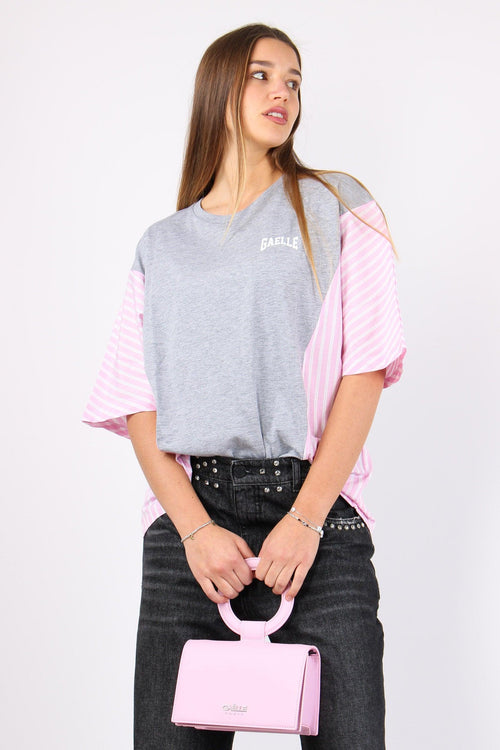 T-shirt Inserto Camicia Grigio Melange