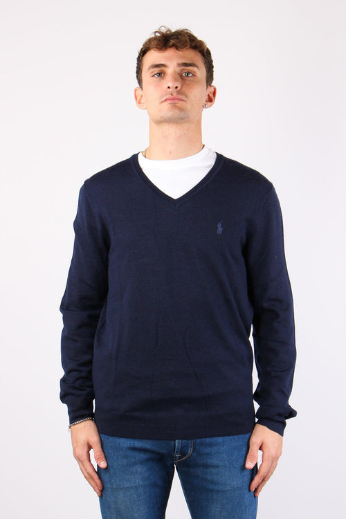 Maglia Scollo V Merinos Hunter Navy