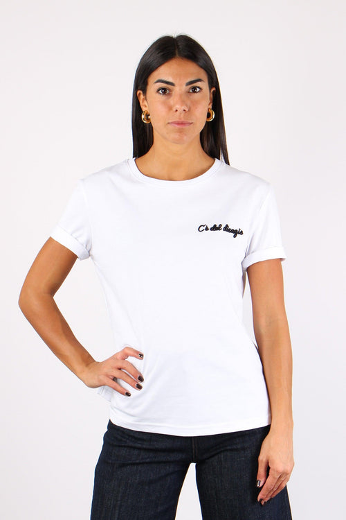 T-shirt Ricamo Ce Disagio Bianco