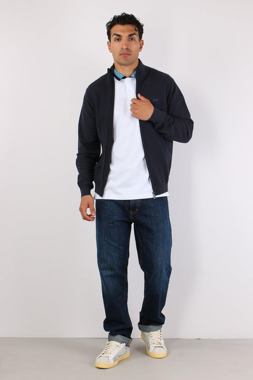Full Zip Punto Riso Navy Blue