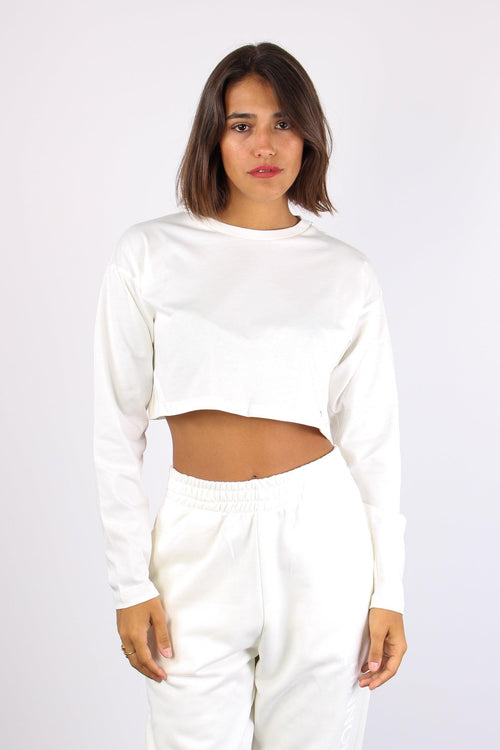 T-shirt Crop Cotone Off White - 2