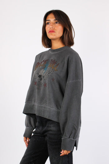 Felpa Vintage Rock & Roll Nero Slavato - 2