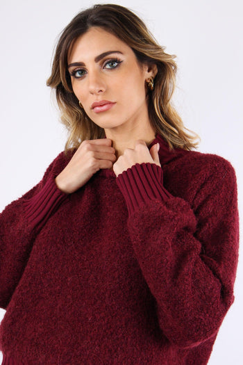 Maglia Boucle Mezzo Collo Bordeaux - 7