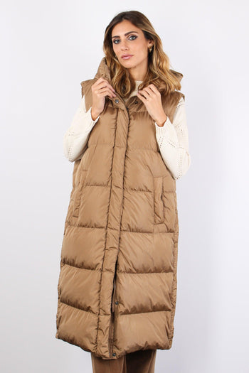 Zimino Gilet Lungo Bottoni Nocciola - 4