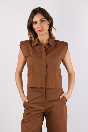 Camicia Smanicata Spalline Terra - 2