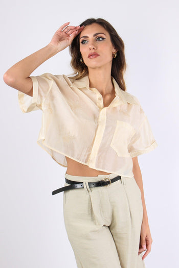 Camicia Corta Mussola Ricamo Naturale - 2