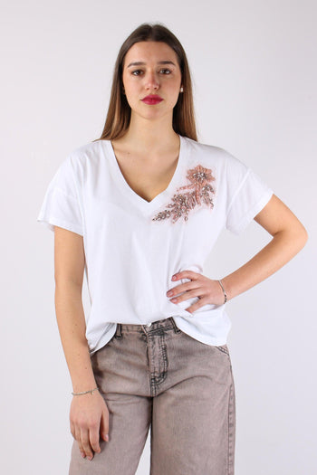 T-shirt Scavo V Applicazione F Bianco - 7