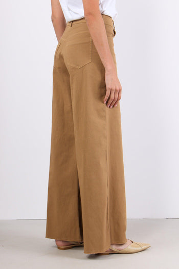 Pantalone Cotone Gamba Larga Cammello - 6