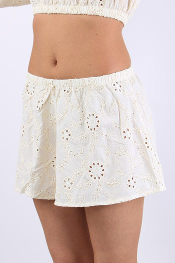 Short Sangallo Inserto Paillet Ecru - 7
