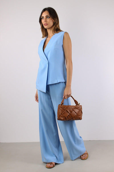 Pantalone Palazzo Misto Viscos Azzurro