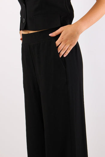 Pantalone Palazzo Misto Viscos Nero - 7