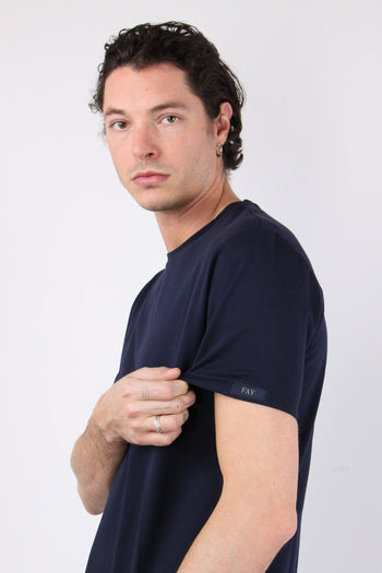T-shirt Basica Logo Manica Blu - 7