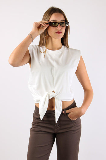 T-shirt Nodo Spalline Bianco - 2