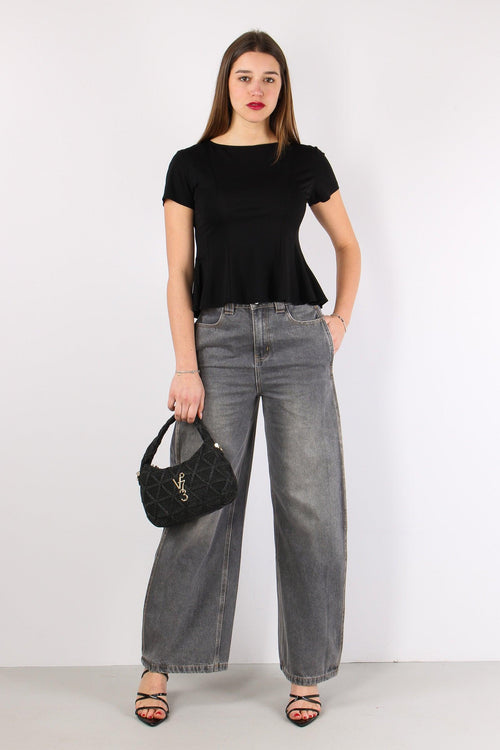T-shirt M/m Riprese Fianchi Nero
