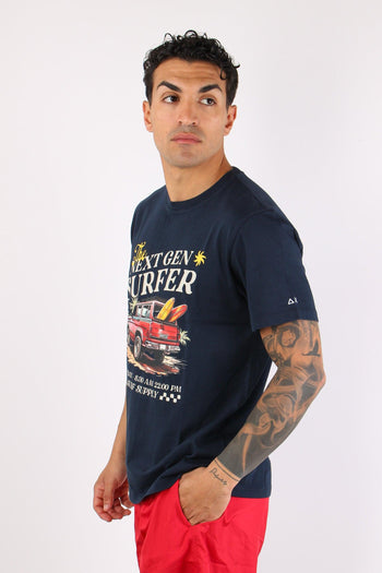 T-shirt Maxi Stampa Navy Blue - 5