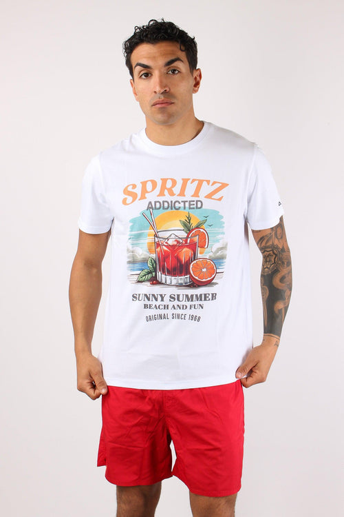 T-shirt Maxi Stampa Bianco/azzurro