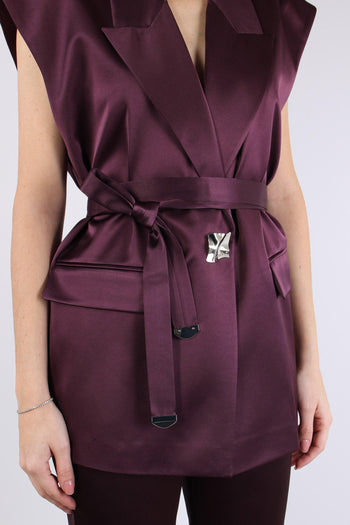 Melanzana Gilet Effetto Raso Bordeaux - 8