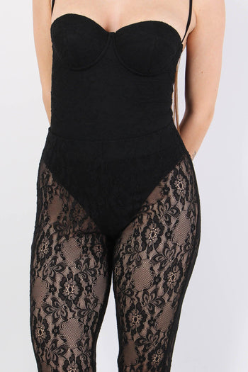 Silvia Pantalone Svasato Pizzo Nero - 7