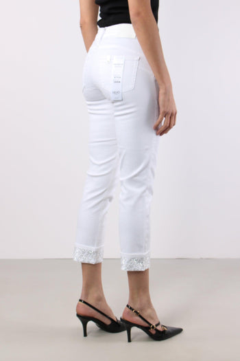 Jeans Monroe Risvolto Strass Bianco Ottico - 5