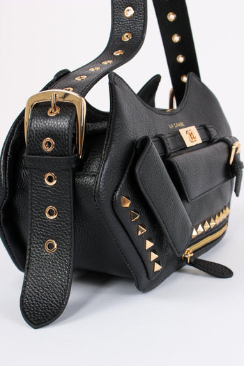 Tracolla Tasche Borchie Lather Black - 4