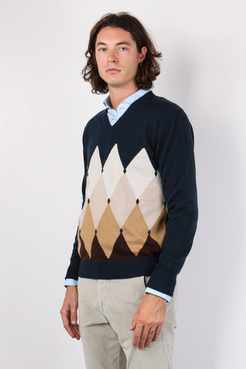 Maglia Scollo V Fantasia Tobacco/camel - 5