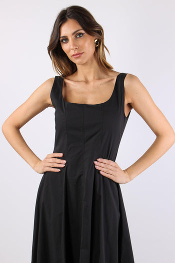 Abito Scavo Quadro Cotone Nero - 7