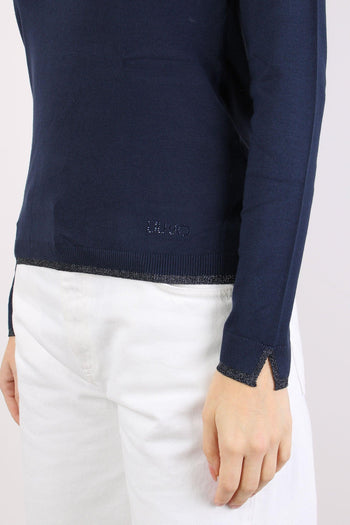 Maglia Scavo V Inserto Lurex Blu Navy - 9