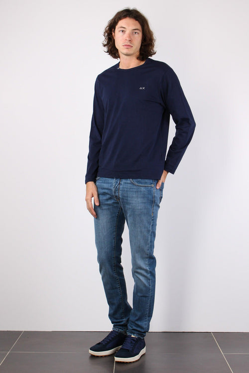 T-shirt Basica Manica Lunga Navy Blue