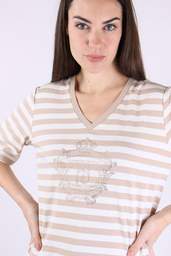 T-shirt Riga Scollo V White/almond - 7