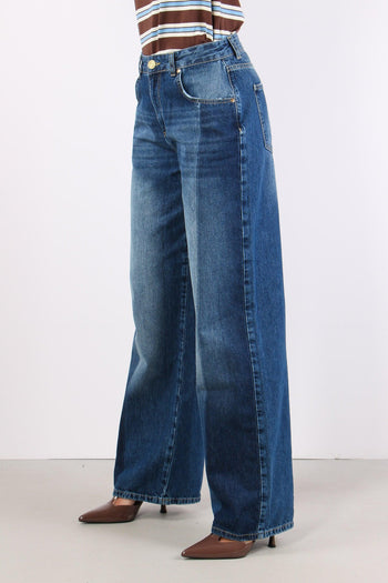 Jeans Banda Contrasto Blu - 4