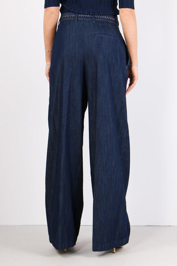 Pantalone Flare Chambry Denim Blue Dark - 4