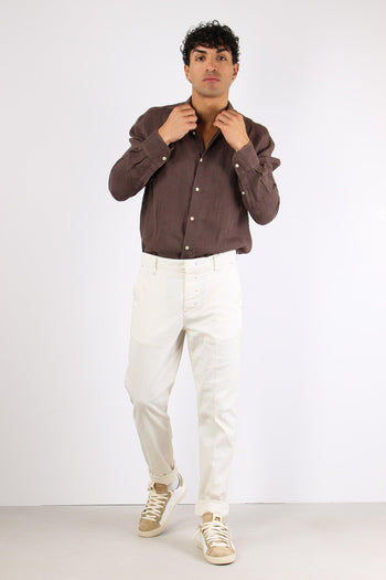 Camicia Classica Lino Marrone - 4