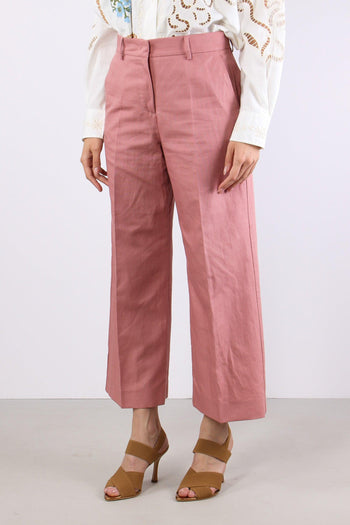 Zircone Pantalone Cropped Misto Lino Rose - 3