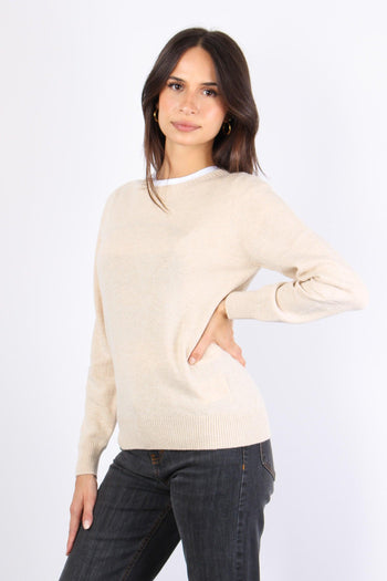 Maglia Girocollo Misto Cashmer Naturale - 5