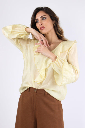 Blusa Mussola Scavo V Rouge Giallo - 2