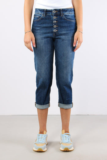 Koons Denim Micro Rotture Bottone Gioiello Denim Medio - 3