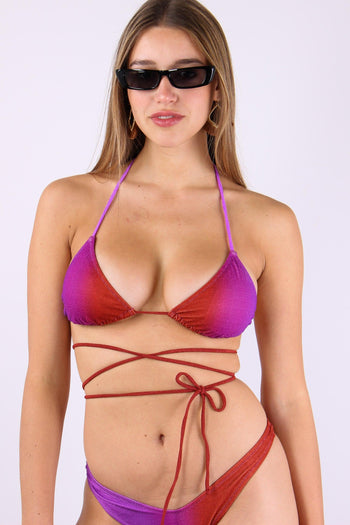 Bikini Triangolo Incrocio Lacci Viola/coccio - 8